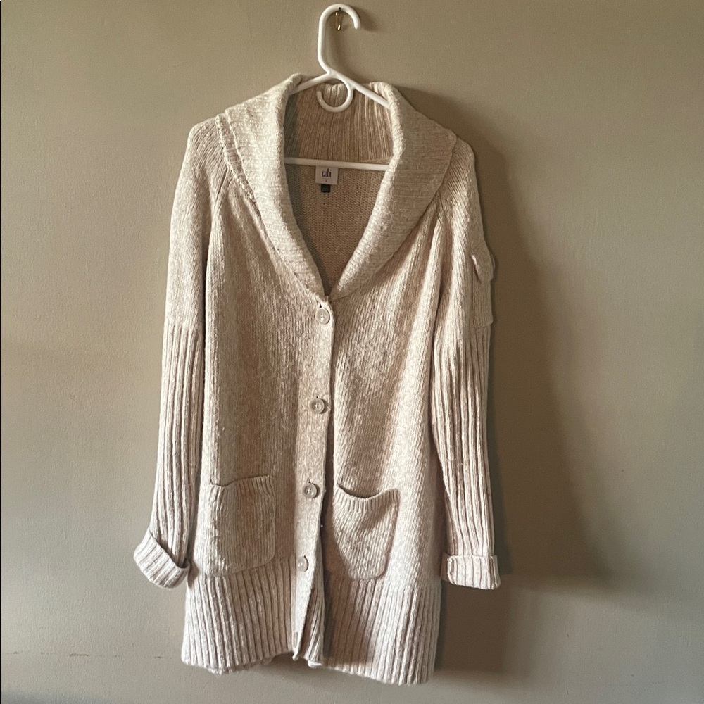 CAbi Beige Button-Up Cardigan Sweater